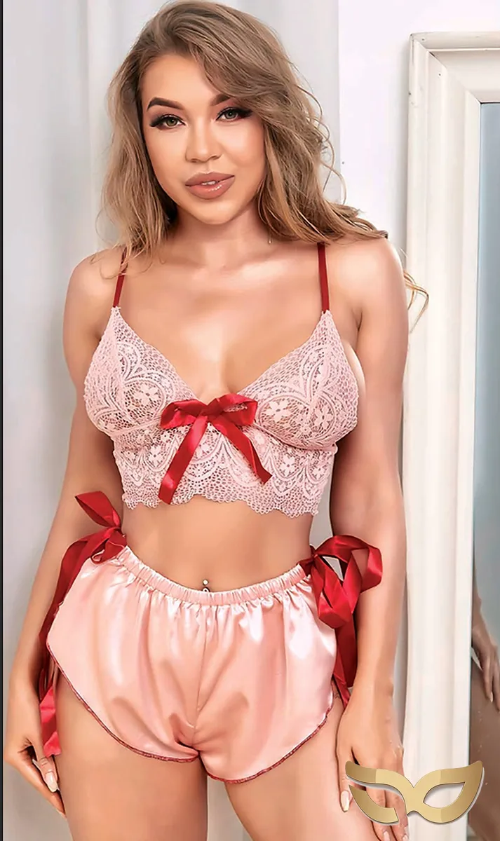 Sweet Dreams – Pink Satin Shorts Set