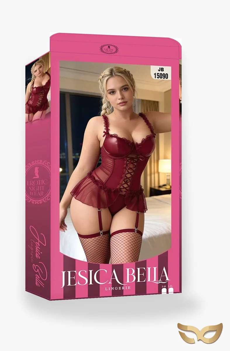 Bordeaux Babe – Wet Look Corset Dress